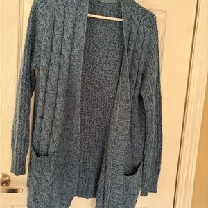 Cozy Blue Cable Knit Cardigan